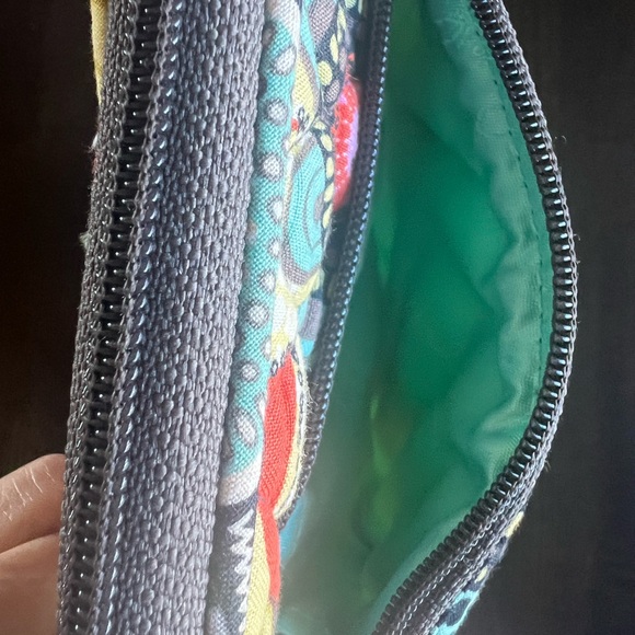 Vera Bradley Flower Power Turquoise Brown Yellow Small Crossbody Quilted Bag - Picture 4 of 11